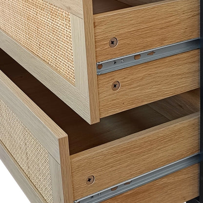 Natural 6-Drawer Rattan Dresser Bedroom Clothes Storage Organizer