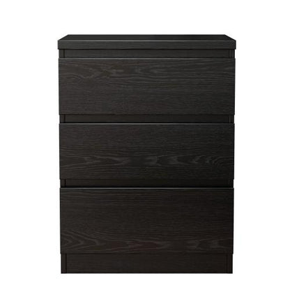 19.7 Inch Black Handle-Free Nightstand, 3 Drawers Thickened Top Plate Modern Side Table