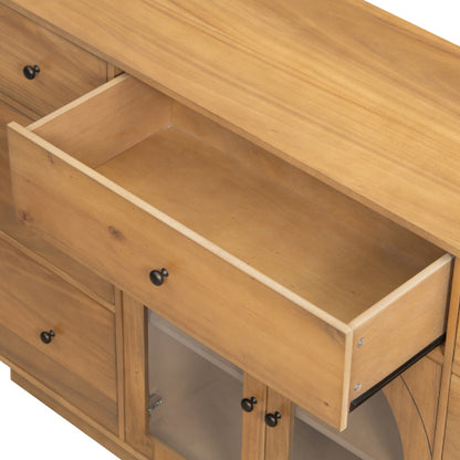 Natural Storage Cabinet with 7 Drawers and 2 Doors
