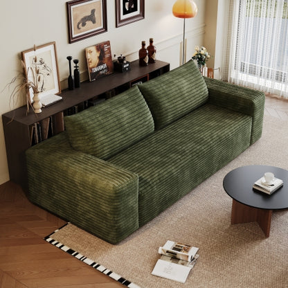 71-Inch Green Corduroy Deep-Seat 3-Seater Sofa No-Assembly for Living-Room Bedroom Apartment Conference Room