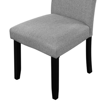 Dining Chairs Set of 4, Gray Upholstered Fabric, Tufted Back, Solid Wood Legs