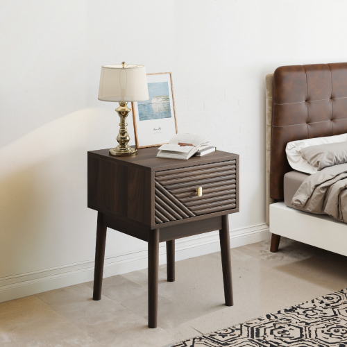 Walnut Medieval-Modern 2-Piece Nightstand Set
