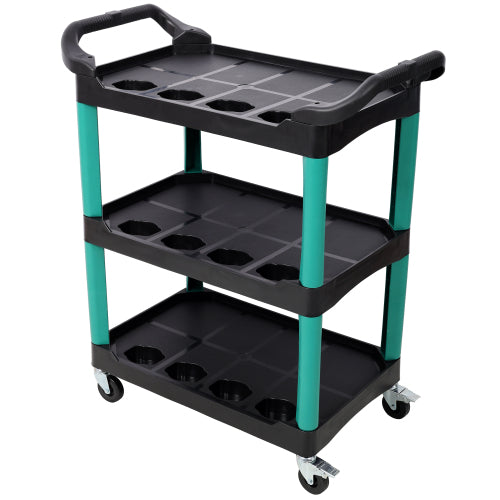 3 Tier Rolling Auto Detail Cart With Wheels,Car Wash Organizer for Detailers Garage, Workshop, Repair Shop, Storage Tool, Green&Black