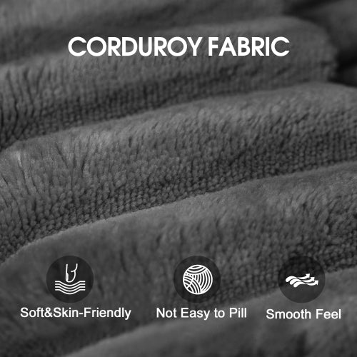 95 inch  Dark Grey Plush Corduroy U-Shaped Cloud Modular Sofa, No Assembly