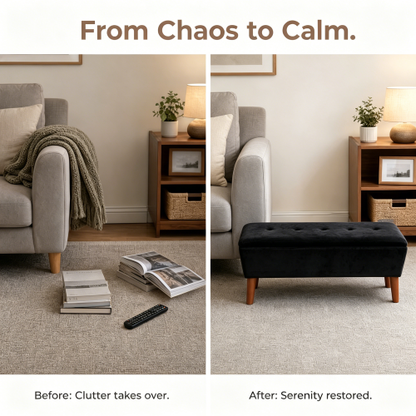 42 inch Linen Ottoman Bench with Wood Legs, Modern Entryway Seat