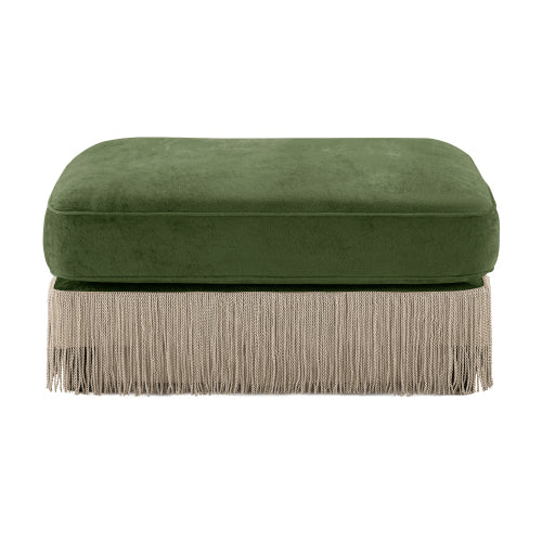 Green Velvet Ottoman with Modular Sectional Sofa Style Design