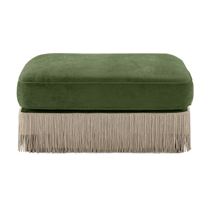 Green Velvet Ottoman with Modular Sectional Sofa Style Design