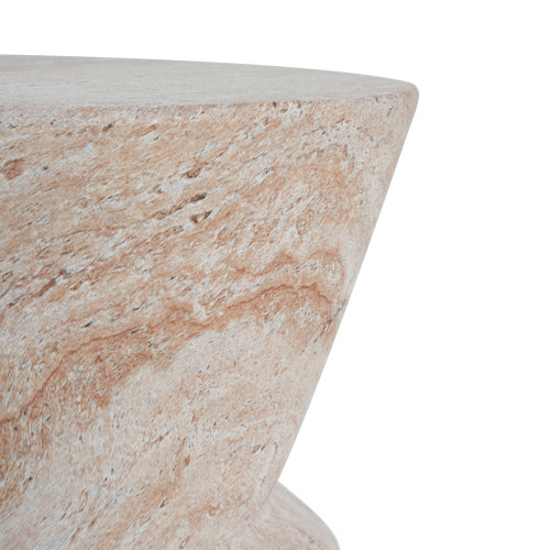 Outdoor/Indoor Lightweight Concrete Side Table,Travertine Finish