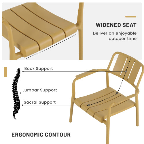 Holiday - 2-Piece PP Single-Seater Chairs + Coffee Table Set – Indoor/Outdoor Multi-Purpose Furniture for Living Room, Balcony, Beach (No Assembly Chairs, Easy Setup Table) – Polypropylene, Yellow