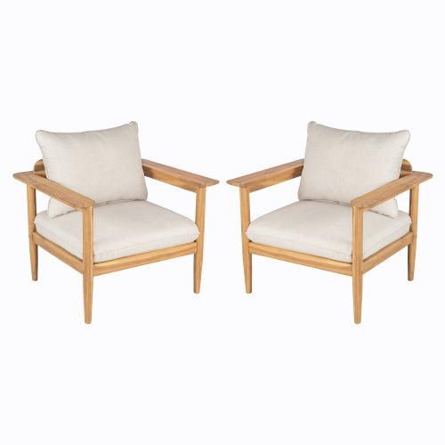 Terassi Outdoor Acacia Wood Lounge Chair, Set of 2
