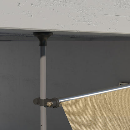Outsunny Manual Retractable Awning, 118" Non-Screw Freestanding Patio Sun Shade Shelter with Support Pole Stand and UV Resistant Fabric, for Window, Door, Porch, Deck, Beige