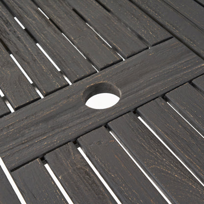 Outdoor Expandable Acacia Wood Dining Table, Dark Grey