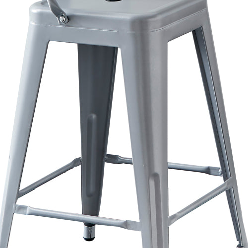 Modern Light Weight Industrial Contemporary Rustic Vintage Costal Metal Barstools with Bucket Back and 4 Leg Design, Seat Bar Stools (Set of 2) (24" Seat, Distressed White)