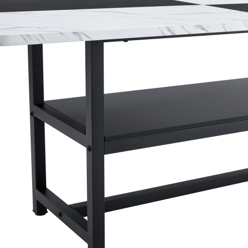 71-Inch Modern Two-Tone Dining Table with Storage Shelf for 6-8