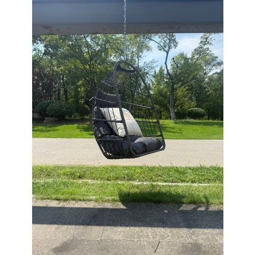 Outdoor garden rattan egg swing chair hanging chair PE hanging chair gray