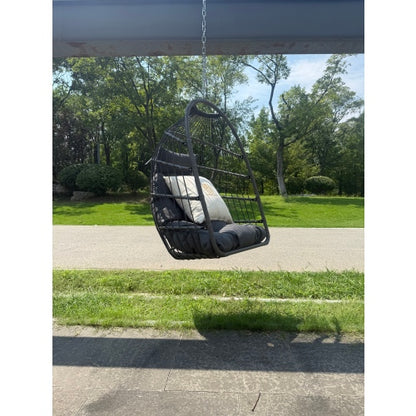 Outdoor garden rattan egg swing chair hanging chair PE hanging chair gray