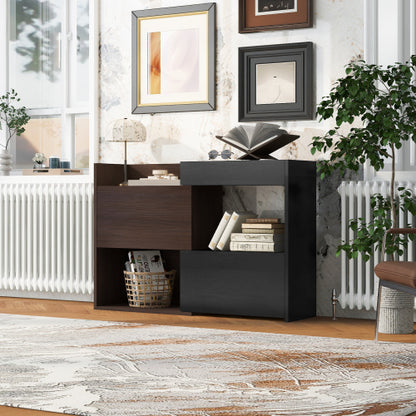 32.5 inch-58.8 inchW 40 inchH Multifuctional Storage Cabinet, Buffet Sideboard Cabinet with Drawer, Corner Cabinet for 44 inchH Window decor, Livingroom, Hallway, Entryway, Kitchen & Office  - Black & Walnut