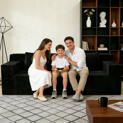 71 inch  Corduroy Modular L-Shaped 3-Seater Sofa, No Assembly Required