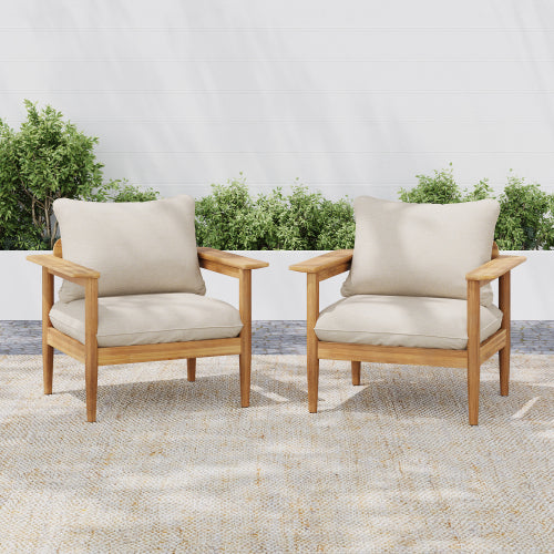 Terassi Outdoor Acacia Wood Lounge Chair, Set of 2
