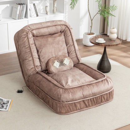 Human-Size Upholstered Dog-Style Floor Sofa,5-Position Adjust & Massage Pillow