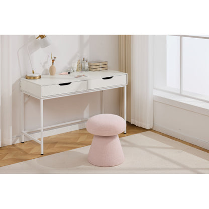 Pink Teddy Mushroom Swivel Ottoman, Wooden Frame 250 LBS Foot Stool Fully Assembled