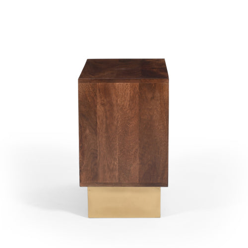 Wood Nightstand with 1 drawer,Walnut Finish