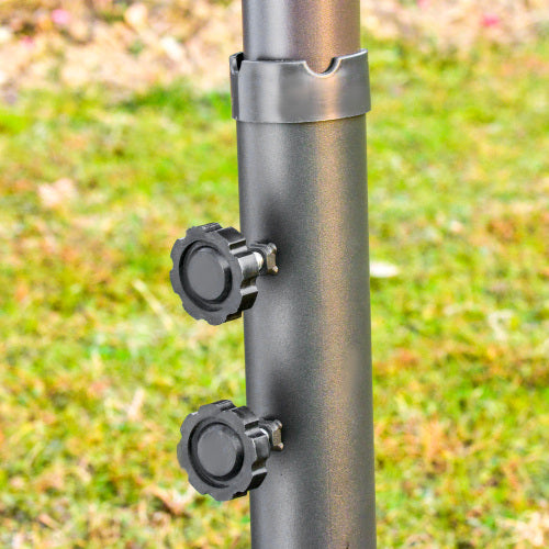 Patio Umbrella 15' Steel Rectangular Outdoor Double Sided Market with base, Sun Protection & Easy Crank for Deck Pool Patio, Dark Gray