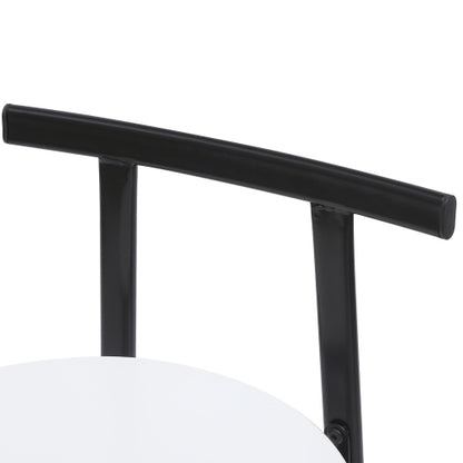 Bar Stools Kitchen Island Bar Chairs Set of 3 Metal Counter Barstools with Backrest for Dining Pub Room (Black & White)