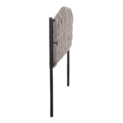 Braided Matisse Twin Size Headboard in Black Metal and Grey Fabric by