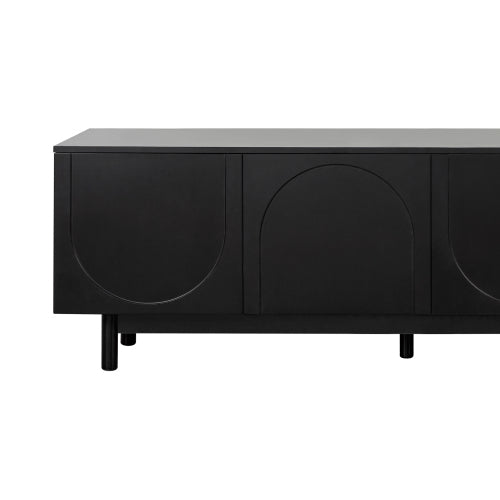 Modern 78 Inch TV Stand with Arch Cabinets Black Media Console