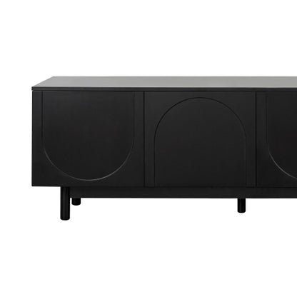 Modern 78 Inch TV Stand with Arch Cabinets Black Media Console