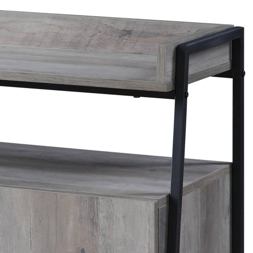 Grey Oak & Black 52 Inch Industrial TV Stand with 4 Doors for 50 Inch TV
