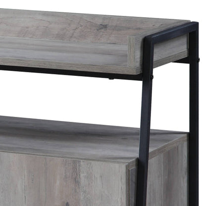 Grey Oak & Black 52 Inch Industrial TV Stand with 4 Doors for 50 Inch TV