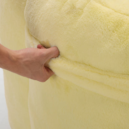 Yellow Lotus-Shape Compression Bean Bag Sofa with Pull Ring, No Assembly