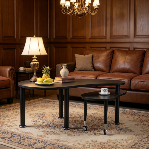 360° Rotatable Coffee Table, Oak Veneer, Multi-Color