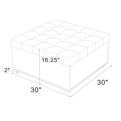 Faux Leather Tufted Storage Ottoman with Nailhead Trim, Multiuse Footrest Seat for Living Room Nursery