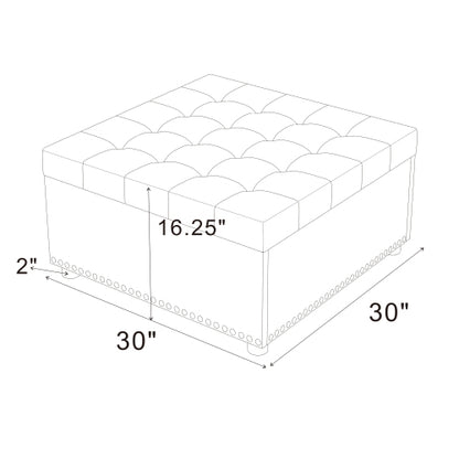 Faux Leather Tufted Storage Ottoman with Nailhead Trim, Multiuse Footrest Seat for Living Room Nursery