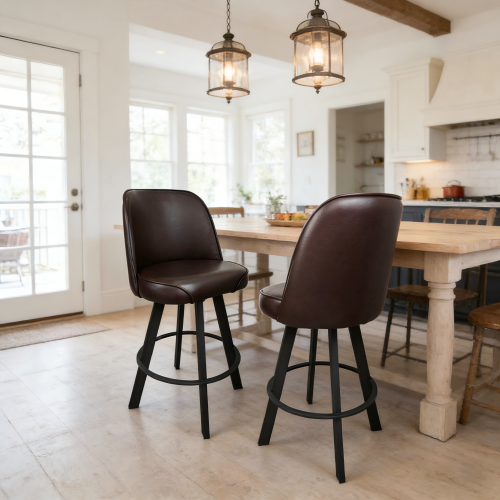 2 PACK Commercial Uphostered Swivel Bucket Seat Bar Stool with Metal Frame Restaurant and Cafe Bar Seating--assembly required