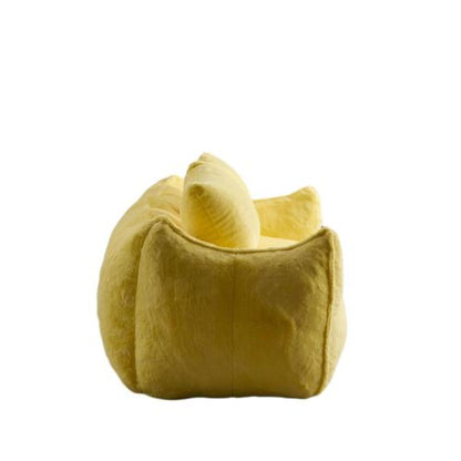 Yellow Oversized 2-Seater Fluffy Rabbit-Fabric Bean Bag Sofa with Pillows