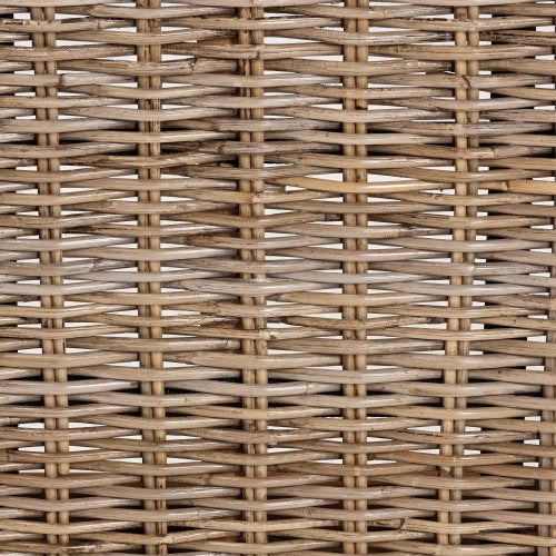 Modern Bohemian Natural Kubu Rattan and Grey Acacia Wood Accent Bench