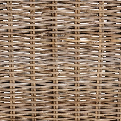 Modern Bohemian Natural Kubu Rattan and Grey Acacia Wood Accent Bench