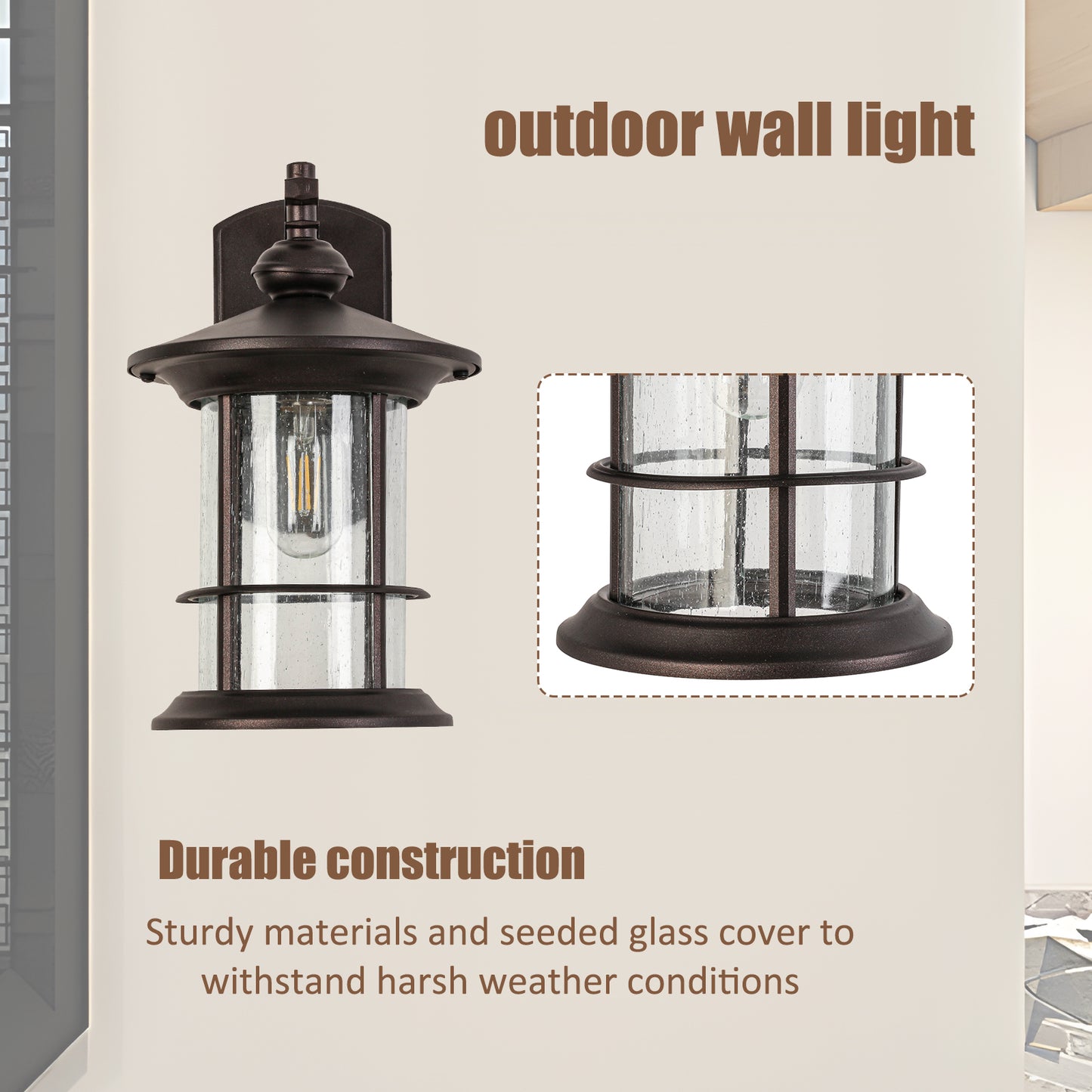 1-Light Black Outdoor Wall Sconce (1-Pack)