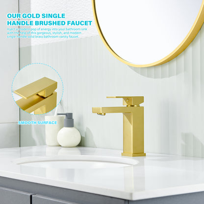 Single-Handle Single Hole Bathroom Faucet in Brushed Gold