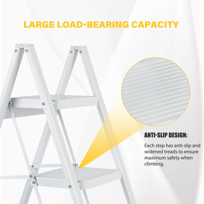 3-Step Iron Folding Step Stool Ladder 330 lbs. Load Capacity Type IA Duty Rating (5.38 ft. Reach Height), White Questions & Answers