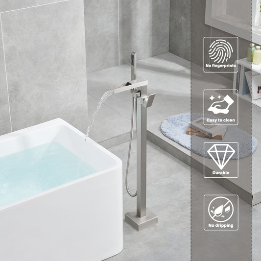 Single-Handle Free Standing Claw Foot Freestanding Tub Faucet with Handheld Shower in Chrome