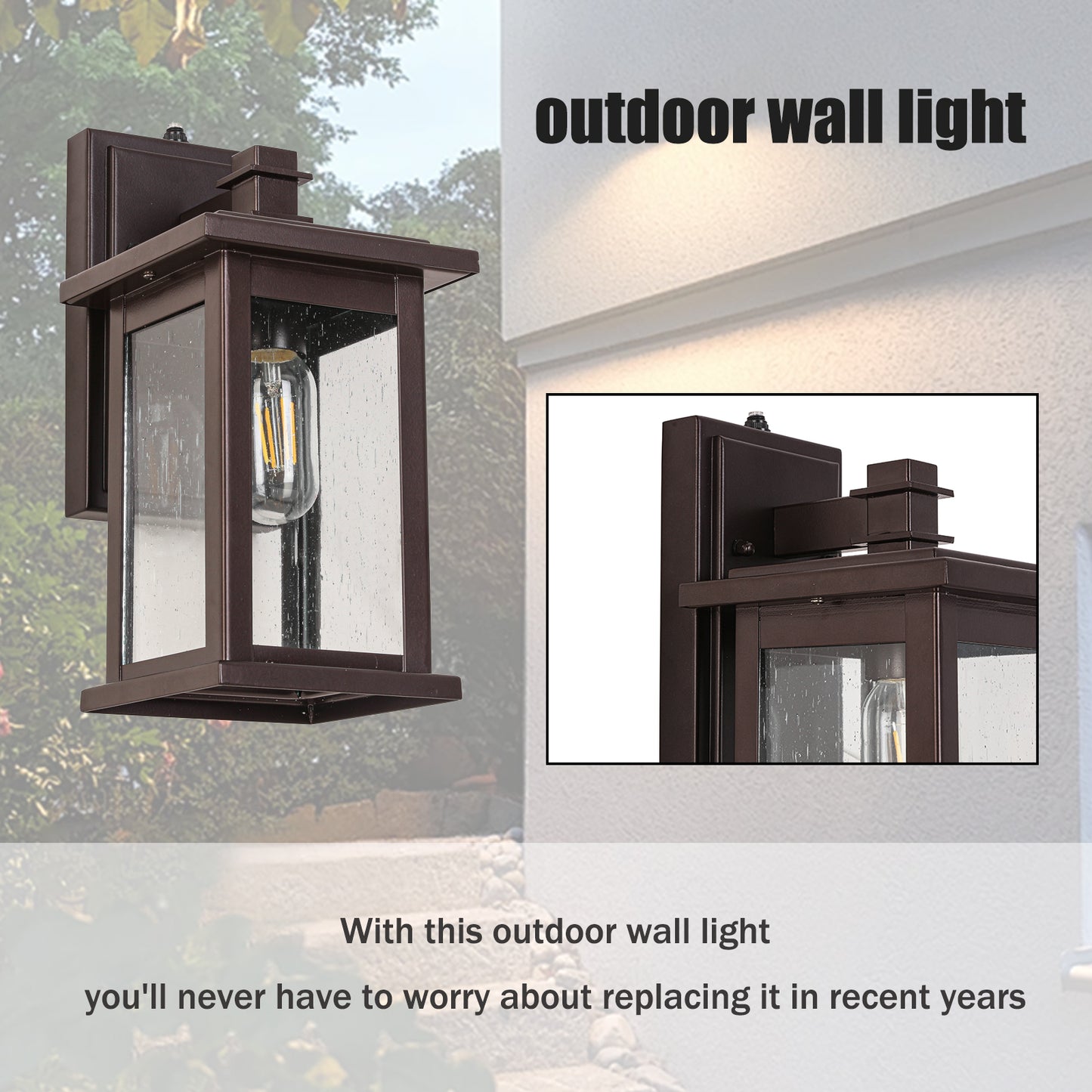 Oil Rubbed Bronze Lantern Hardwired Sconce Sensor Outdoor Sconce, Waterproof Outdoor Sconce,No Bulbs Included