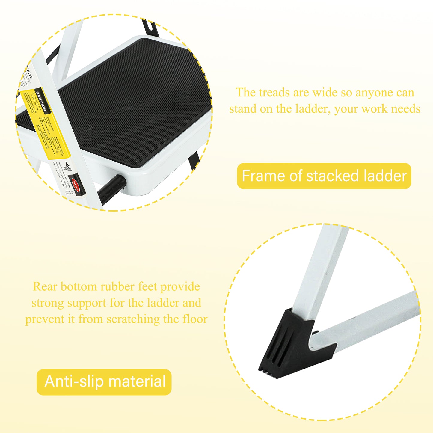 4-Step Iron Folding Step Stool Ladder 330 lbs. Load Capacity Type IA Duty Rating (5.51 ft. Reach Height), White