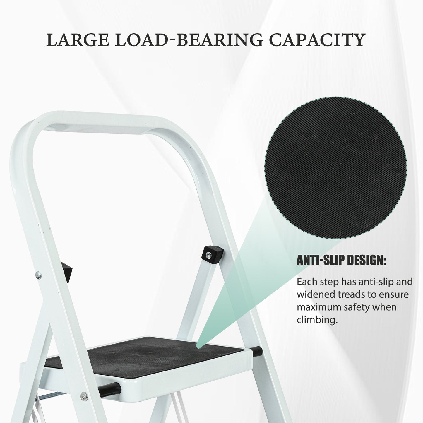 3-Step Iron Folding Step Stool Ladder 330 lbs. Load Capacity Type IA Duty Rating (5.51 ft. Reach Height), White