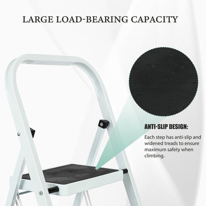 3-Step Iron Folding Step Stool Ladder 330 lbs. Load Capacity Type IA Duty Rating (5.51 ft. Reach Height), White