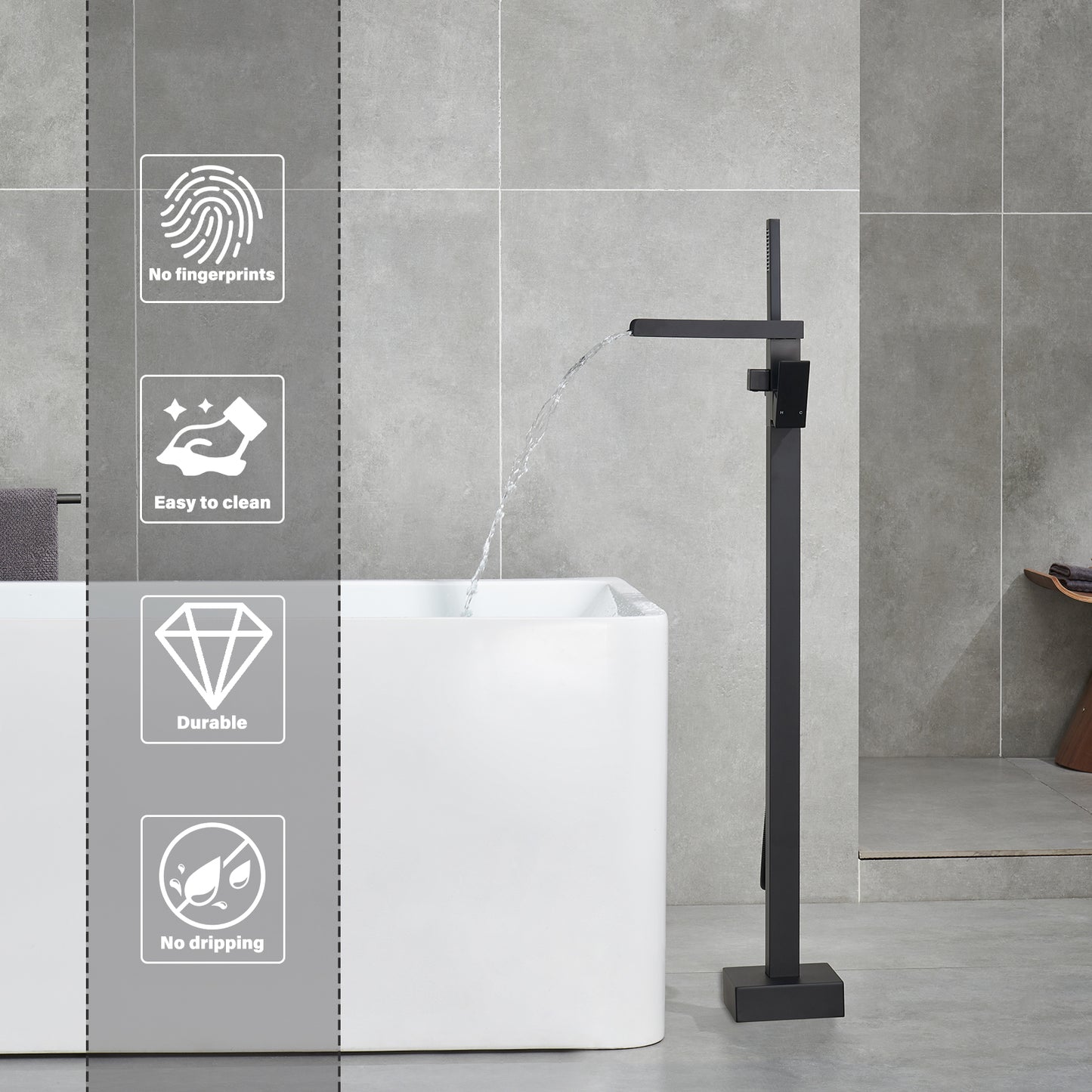 Single-Handle Free Standing Claw Foot Freestanding Tub Faucet with Handheld Shower in. matte black